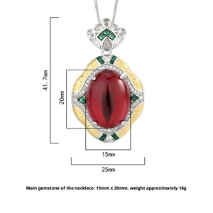 Trendy Eco-friendly Copper 15*20mm Oval Cut Ice Fluorescent Cubic Zirconia Pendant Jewelry Unique <b>Statement</b> <b>Necklace</b> Gold Plated - Product Image 2