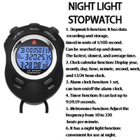 Chronomètre numérique classique portable avec lumière nocturne, 30 mémoires, chronomètre numérique pour la natation, la course à pied, les entraîneurs sportifs