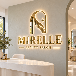 Insegna Personalizzata Grande per Salone, Retroilluminata a LED, in Alluminio, Luce Bianca Calda, Montaggio a Parete per Area Styling di Saloni di Bellezza Sopra i Specchi - Product Image 5