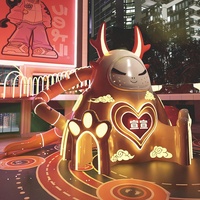 Parque Infantil Comercial de Madera con Diseño de Montaña de Fantasía, Tobogán en Espiral con Luces LED, Parque de Atracciones Nocturno al Aire Libre para Niños