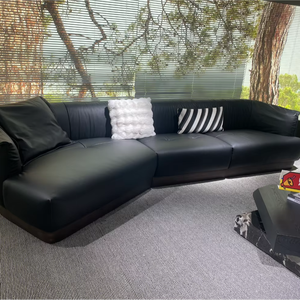 Luxury Modern <b>Floor</b> Upholstered Set Home Furniture Minimalist Leather Corner Couch Living Room Sectional - Product Image 1