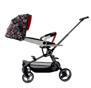 BEBELUX Hot Mom – poussette de bébé pliable et rotative à 360 degrés avec coussin confortable, réglage du siège réversible, dossier de voyage