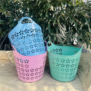 Plum Blossom Laundry <b>Basket</b> Round PP <b>Stackable</b> Clothing Organizer For Dirty Clothes Storage Living Room Toys - Product Image 3