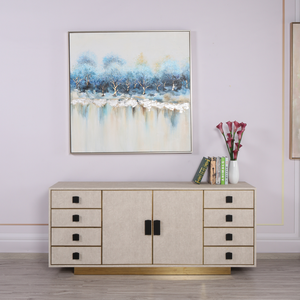 Drawers Beige Leather Chest Of Drawers Storage Unit Wicker Baskets Dark Wood Cabinet