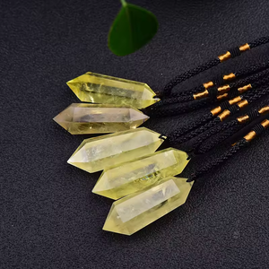 <span class=keywords><strong>Collana</strong></span> con ciondolo citrino naturale a doppia punta con colonna di cristallo esagonale con bacchetta per il trattamento di pietra per gli uomini e le donne - Product Image 6