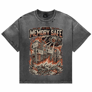 T-shirts en coton de qualité supérieure, délavés à l'acide, effet vieilli, avec impression graphique punk personnalisée, à manches courtes, col rond, respirants, pour la vente en gros - Product Image 1
