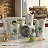 Gobelets en aluminium jetables et recyclables personnalisés pour matcha, légers, de qualité alimentaire, en métal recyclé, pour matcha, latte, thé, café, boutique