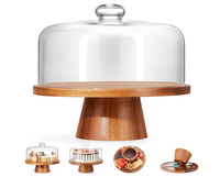 Vente en gros de supports à gâteau en bois personnalisés avec couvercle, support à gâteau en acacia