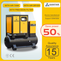 Compresseur d'air industriel combiné à vis tout-en-un GIANTAIR 7.5KW 11KW 18.5kw/25HP 15KW 22KW avec réservoir 300L-600L