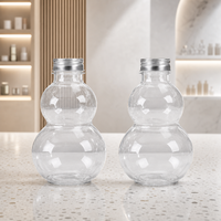 Bouteille en plastique jetable de 500 ml en gros, transparente, en PET, en forme de gourde, pour jus de fruits, thé au lait, avec couvercle à vis anti-fuite