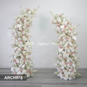 DKB Hot Selling Handmade Eco-Friendly Artificial Silk White Rose Delphinium Wedding Arch <b>Flower</b> Decoration Customizable Size - Product Image 3