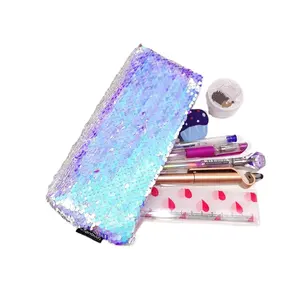 NEW School Pencil Case Sequin Pencilcase for Girls Boys Penal Bag Kawaii Cartridge Pen Box Big Multi Cosmetic Pouch Stationery