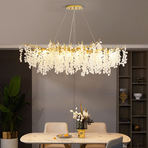 Collection de lustres rectangulaires en aluminium et cristal de luxe, luminaire suspendu moderne de taille moyenne <span class=keywords><strong>pour</strong></span> <span class=keywords><strong>cuisine</strong></span> - Product Image 3