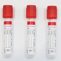 red top vacuum plain tube with no additive for blood sample taking plain blood tube 6ml 13*100mm CE approved PET and glass tube