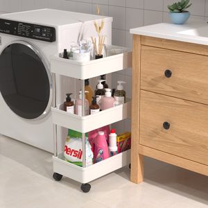 Chariot de rangement mince à 4 niveaux de haute qualité chariot utilitaire roulant de type debout avec fonction coulissante en plastique durable - Product Image 1