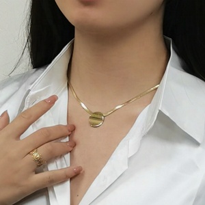 Collier chaîne trombone plaqué or 14K 18K sans danger, avec pendentif simple et mignon en acier inoxydable, colliers initiaux pour femmes - Product Image 1