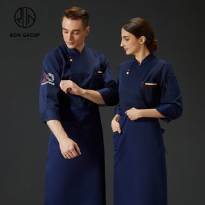 Prix d'usine, motif personnalisé, manches longues, unisexe, respirant, résistant à l'huile, polyester, vêtements de travail pour cuisine et bar, uniforme - Product Image 2