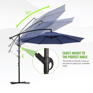 Sombrilla Cantilever Azul para <span class=keywords><strong>Patio</strong></span> de 2.7M con Base, Sombrilla para Exteriores con Ajuste de Inclinación - Product Image 3