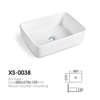 YIDA Produit populaire Céramique blanche Bassin d'art Fabricant de céramique Évier de table en porcelaine Lavabo de salle de bains en forme de rectangle