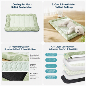 ZT Modern Sustainable Oxford Fabric Foam Linen Plaid Pet <b>Pad</b> Cat & <b>Dog</b> Bed Summer Cooling Mat - Product Image 3