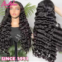 Cabello Humano Virgen Peruano Ondulado Profundo de 30 Pulgadas, Rizado Natural Indio, Full HD para Peluca, Encaje Transparente Sin Pegamento, Venta al Por Mayor