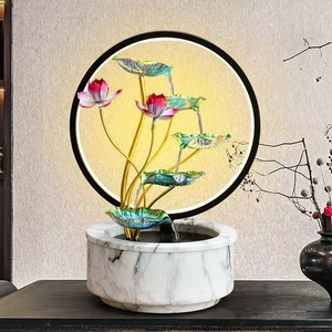 Fontaine d'eau de bureau minimaliste en métal éclairée, design rond, pour la décoration de bureau et de maison, cadeau - Product Image 5