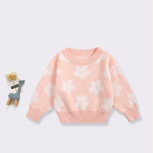 Bộ đồ thu đông cho bé sơ sinh, chất liệu cotton, áo len dệt kim họa tiết hoa, quần, bộ 2 món, quần áo dệt kim cho bé gái - Product Image 3