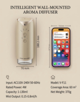 Diffuseur d'huiles essentielles ultrasonique 130 ml mural électrique sans eau contrôlé par application humidificateur rechargeable pour hôtel et maison