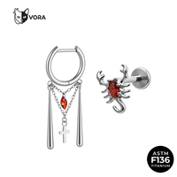 Ensemble de Piercings pour le Corps en Titane ASTM F136, Anneaux en D, Style Punk Gothique, Bijoux Alternatifs pour Halloween