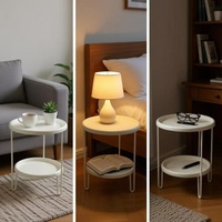 Table d'appoint ronde minimaliste élégante à double niveau pour salon et chambre