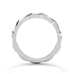 Faceted Elegance Wedding Bands in 18K Rose Yellow and White Gold Plated Sterling Silver Modern Geometric <b>Couple</b> <b>Rings</b> - Product Image 3