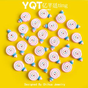 Breloques populaires en forme de sucette rose à dos plat, cabochons en résine, breloques bonbons d'amour pour la décoration de téléphone - Product Image 4