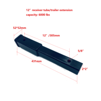 Extension de remorque robuste de 12'' sans perçage, nouveau modèle Yikun, tube récepteur de 2'', capacité de 6000 lb, trou de broche de 5/8'', haute résistance