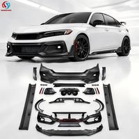 Kit de Carrocería al por Mayor de Fábrica HONGHANG para Honda Civic 2016-2021, Estilo Type-R, Material PP, Parachoques Delantero y Trasero, Faldones Laterales, Alerón