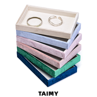 Plateau de présentation de bijoux en velours de qualité supérieure, personnalisable avec logo, empilable, rectangulaire, vide, pour colliers, bagues, montres, comptoir de vente au détail, vitrine