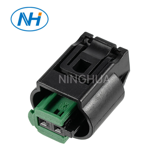 Manufacturer Custom PA66-GF30 TE Auto Car Connector 2P Male/Female Black Waterproof ABS Housing Copper Part Number 2-967644-1