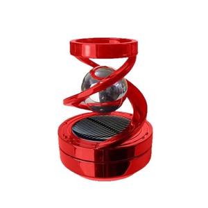 Car Solar Powered Dual Ring Aroma Diffuser <b>Floating</b> Crystal Ball Planetary Ornament For Car Interior Decor Red Black - Product Image 1