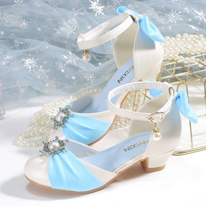 Scarpe da principessa blu e rosa con perle, molto vendute, per ragazze, sandali per feste e spettacoli. - Product Image 1