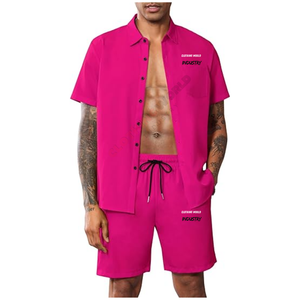 Ensemble haut et pantalon en tricot décontracté pour homme, été, sur mesure, style européen et américain, manches courtes - Product Image 1