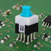 Interrupteur à bouton-poussoir en plastique KAN-W7 à verrouillage, 0,3A 50VDC SPST, 6 broches, montage sur circuit imprimé plat, IP40, pour l'électronique grand public et l'équipement audio