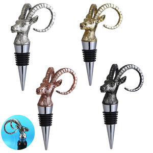Accessoires de Bar Cuisine Bouteille D'alcool Bouchon De <span class=keywords><strong>Vin</strong></span> Cocktail Souvenir Cadeaux <span class=keywords><strong>Mouton</strong></span> Chèvre En Forme De Métal Nouveauté Bouchon De Bouteille De <span class=keywords><strong>Vin</strong></span> - Product Image 1