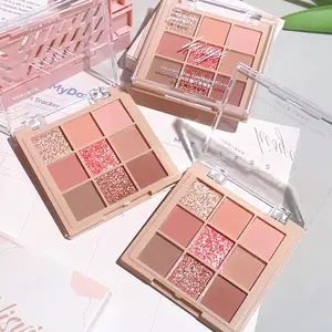 لوحة ظلال عيون نباتية خالية من القسوة 9 ألوان صديقة للبشرة الحساسة مجموعة ملابس طوال اليوم غير لامعة/لامعة لظلال العيون - Product Image 5