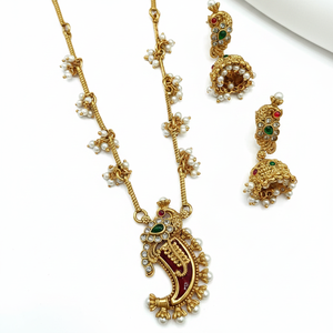 High Quality Traditional South Indian Ethnic Brass Bridal <b>Set</b> Zircon Flower Design Rose <b>Gold</b> Plated Third Party Certified - Product Image 2