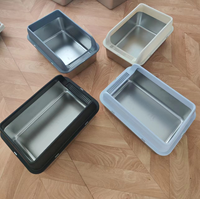 High-Side Stainless Steel <strong>Cat</strong> Litter Box Non-Stick and Anti-Leakage with Easy Clean Plastic Enclosure <strong>Cat</strong> <strong>Toilet</strong> M 50*35*25cm