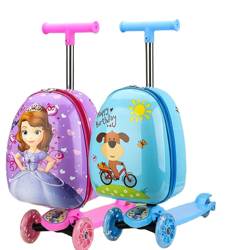 Vendita calda aeroporto viaggio Design 3 ruote Trolley bagagli bambini borsa Scooter valigia Scooter personalizzato bambini