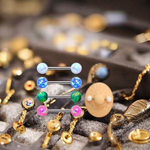 <span class=keywords><strong>Piercing</strong></span> <span class=keywords><strong>chirurgico</strong></span> in <span class=keywords><strong>acciaio</strong></span> filettato internamente bilanciere opale palla anello per capezzolo 14G seno capezzolo anello moda per il corpo gioielli - Product Image 6