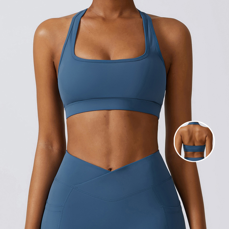 Hot Sexy Backless Halter Neck Sports Bra Women Custom High Impact Support Shockproof Vest Top for Fitness Yoga Gym Workout