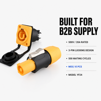 Connecteur d'alimentation Leaka RJ45 IP67 étanche 3 broches XLR aviation YF24 20A 500V jaune pour affichage audio