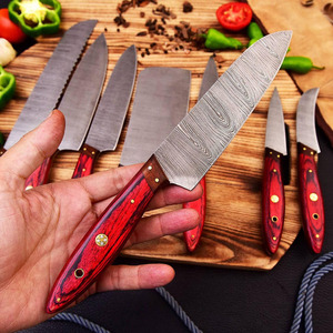 Juego de Cuchillos de Cocina Damasco Hechos a Mano con Mangos de Madera Natural para una Preparación de Alimentos Eficiente, Cuchillo de Cocina Profesional Damasco - Product Image 5