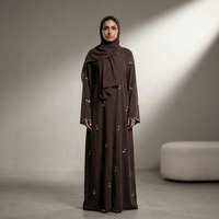 Nouvelle Abaya Élégante en Polyester pour l'été 2026, Cardigan Modeste Ouvert pour Femme Musulmane, Broderie Florale Luxe Nida